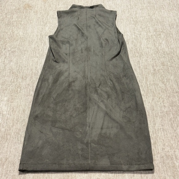 Large J.McLaughlin sheath Delmar faux suede fitted dress olive green women's - Picture 3 of 6
